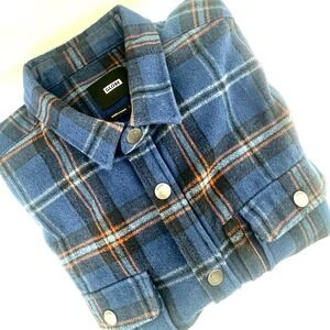 Globe United By Fate Flannel Shirt Men's L Blue Plaid Button Down Long‎ Sleeve